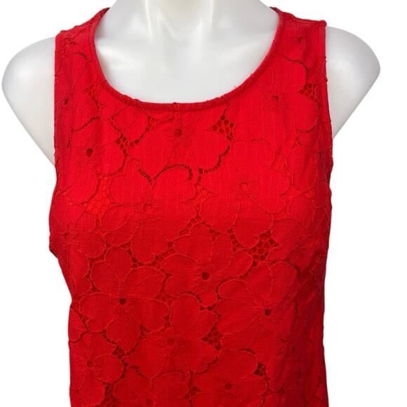 Banana Republic Red Floral Lace Embroidered Overlay Shift Mini Dress Size 4 - Picture 4 of 7